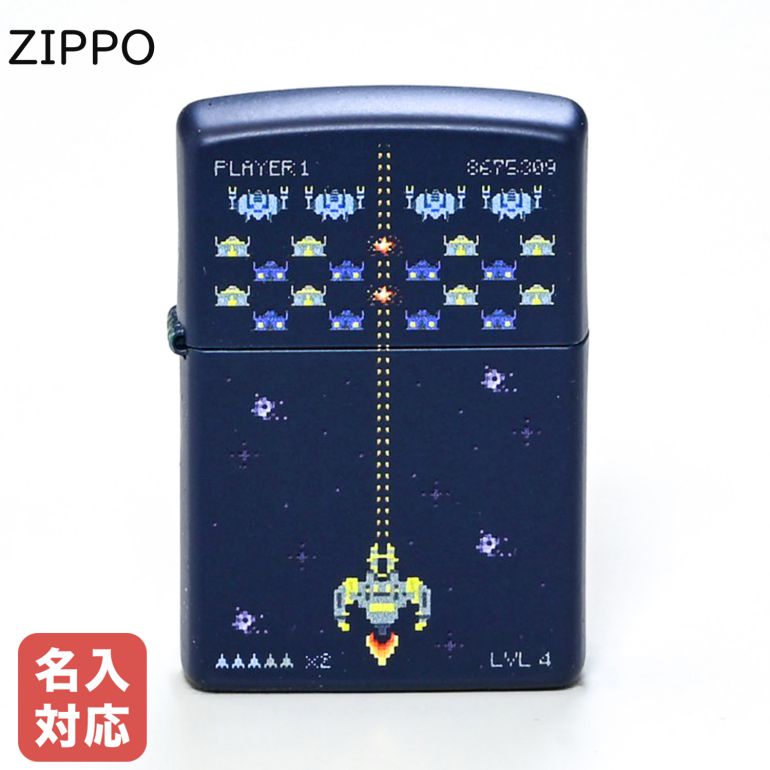 【名入れ可有料】 ZIPPO ジッポー ライター PIXEL GAME DESIGN ピクセルゲーム デザイン ネイビー系 49114 クロネコゆうパケット対応｜ シンプル 喫煙具 煙草 たばこ