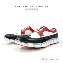 ブランド HIROSHI TSUBOUCHI（ ヒロシ ツボウチ ）/ Japan brand 商品名 HIROSHI TSUBOUCHI TH-AD05 カラー white-navy/red（ホワイト/ネイビーレッド） 素材 アッパー：レザー／ソール：ゴム 取り扱いサイズ UK7（25.0-25.5cm）〜UK9H（27.5-28.0cm） 注意事項 ・PC環境によって商品画像のお色に実際の商品と違いがある場合もございます。 ・革は天然素材ですので色ムラ、革シワの度合いや表情は1足ずつ異なります。 商品タグ メーカー希望小売価格はメーカー商品タグに基づいて掲載しています メーカー希望小売価格30,000円（税別） ショップ インポート靴のALEXISHIROSHI TSUBOUCHI ht-AD05／made in Japan item info: クラシックなアッパーに、ハイテクスニーカーの本格的なスニーカーソール。 斬新かつ機能性も備わったハイブリットな1足です。 ドレスシューズを製造してきた老舗シューズメーカーによる、本格的な革靴のエレガントな装い、ウィングチップをあしらったトラッドなアッパー、トリコロールのカラーリングは目を引きます。ポップな色合いがコーディネートのアクセントになり、あらゆるスタイリングの鮮度をアップしてくれるアイテムです。 スニーカー同様、取り外し可能なカップインソールを採用し、クッション性とホールドを重視した作りで軽快な足取りをアシストします。 クリスティアーノ・ロナウドも愛用の注目の1足です。 about HIROSHI TSUBOUCHI : 坪内浩氏が手掛ける、クラシックや過去のアーカイブからインスピレーションを得て現代的な靴をデザインするブランド。 カジュアルにはエレガンスを、エレガンスにはカジュアルなタッチをひそませています。ファッション業界はもちろんのこと、芸能界や著名スタイリスト、デザイナーなど多くのファンを持つ坪内浩氏が手掛けるスタイリッシュなデザイン、そしてメイド・イン・ジャパンの技術、高いクオリティガ凝縮された靴を展開します。 ・スタッフN（足長：27cm、足囲26.0cm、甲囲26.0cm、普段履きは革靴...26.5〜27.0cm／EURO43) 「UK8hを選びます。 足丈ではUS8でも合いますが、外羽の付け部分が当るのが気になったのでゆとりをもったUK8.5を選びました。印象とは違い、非常に軽いです。」 ・スタッフY君（足長26.5cm、足囲25.0cm、甲囲26.0cm、普段履きは革靴26.5〜27.0cm) 「UK8hを選びます。 ドレスシューズだと普段は26.0cmのサイズを選びますが、この靴の場合はUK8だと指先と外羽の足幅が少しきっちりした感じだったので、8hを選びます。」 ・スタッフS君（足長27.5cm、足囲27.0cm、甲囲25.0cm、普段靴27.0〜27.5cm） 「UK8hを選びます。 ジャストサイズです。自分の足は細い足型なので、幅に少し余裕がありますが丈もピッタリですし許容範囲です。履いてみるとスタイリングに馴染みが良く、見た目の印象よりすごく上品です。」