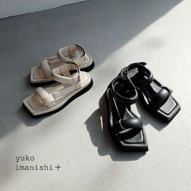 クーポンでお得 【SALE】yuko imanishi ユウコイマニシプラス サンダル 厚底 スポーツサンダル スクエア 本革 履きやすい 楽 モード おしゃれ レディース (yuko732053) 送料無料 即日出荷 26.0 4E 足幅広 40代女性 50代女性 30代女性