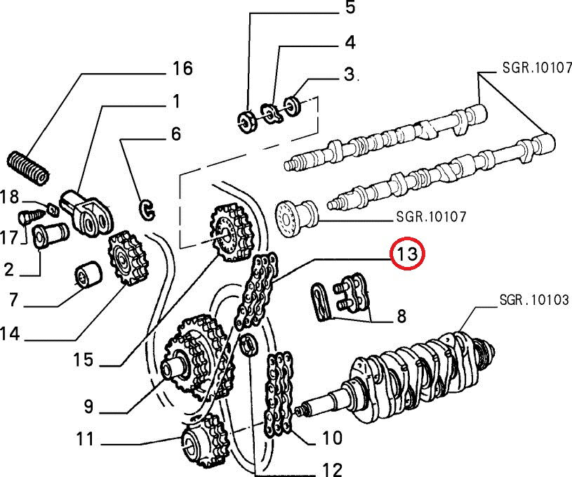 【アルファマジック】タイミングチェーン1750〜2000 アルファロメオ　スパイダー　ジュリア　ジュリアクーペ 　SPRINT GT GTV GT junior　105系　115系