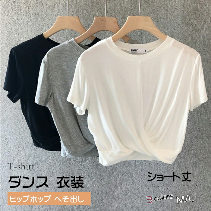 送料無料　ダンス衣装 ヨガウェア　へそ出しトップス ガールズ インナー カットソー レディース 半袖 tシャツ 韓国 ヒップホップ セクシー ファッション ショート丈 ハイネック シンプル おしゃれ かっこいい 白 黒 グレー