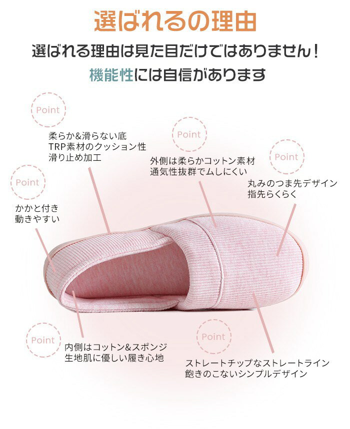 ★大好評★部分即納 ルームシューズ 室内履き レディース 折り畳み 綿 滑り止め 無地 入院 かかと付き 介護 病院 産前産後 出産準備 介護シューズ 軽量 軽い 秋 春夏 来客用 スリッポン かかと付きスリッパ スリッポン　母の日　プレゼント 3