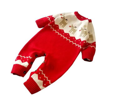 子供服 ベビー ニットロンパース サンタクロース サンタ服 ベビー服 トナカイ セーター クリスマス コスチューム 着ぐるみ サンタコスチューム 秋冬 女の子 男の子 コスプレ 普段着 記念撮影用 年賀状用
