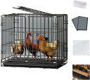ペットゲート 鶏用ケージ 大型 鶏かご 鶏小屋 家庭用 飼育ケージ 家禽用ケージ 鶏舎 水入れ 餌入れ トレー付き 天井扉 掃除しやすい 通気性 組み立て簡単 3サイズ ブラック