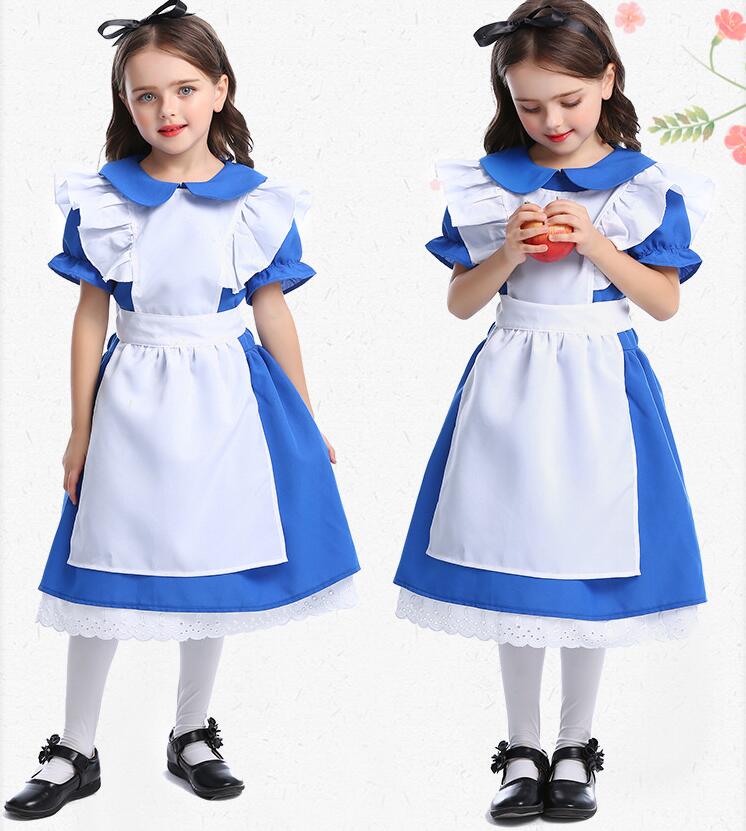 【ハロウイン コスチューム】コスプレ　メイド服　女の子　ダンス　パーティー　ハロウィン　キッズドレス ハロウイン　コスプレ メイド服 コスプレ 衣装 コスチューム ハロウィン衣装 子供用エプロン 子供 仮装ドレス