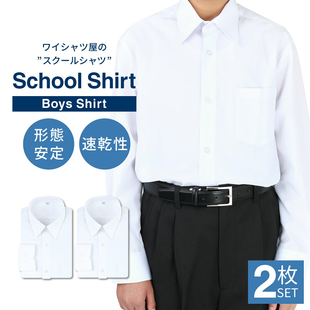 スクールシャツ 男子 2枚セット 長袖 白 制服 学生服 シャツ ワイシャツ ノーアイロン 形態安定 イージーケア 中学生 高校生 メンズ セ..