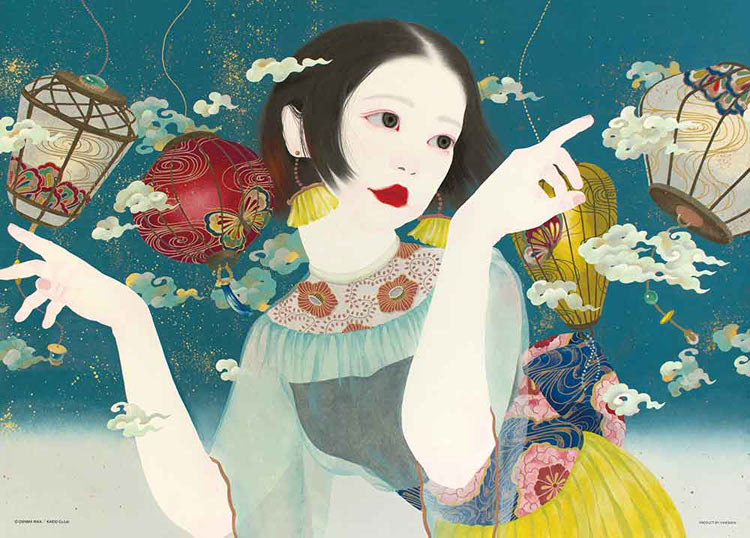 Japanese Paintings, Good Luck Pattern - ジグソーパズル 踊り子に灯り(大島 利佳) 500ピース YAM-05-1051 パズル Puzzle ギフト 誕生日 プレゼント