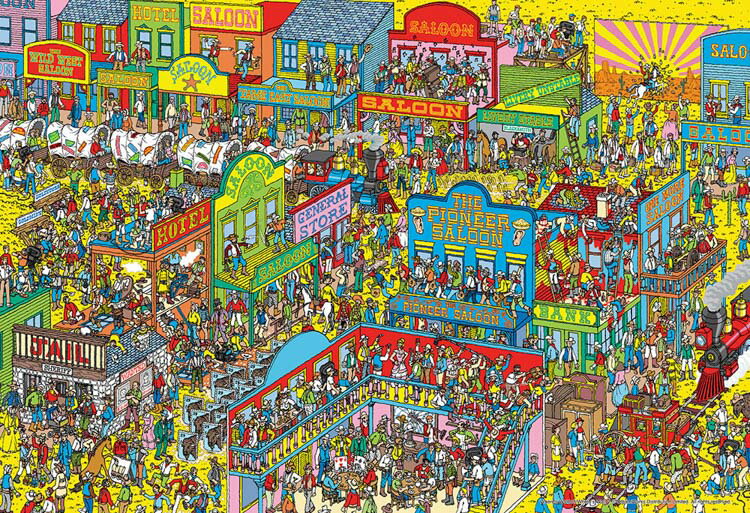 ジグソーパズル Where's Wally？荒くれ西部は大騒ぎ　●予約 1000ピース ウォーリーをさがせ！ BEV-1000M-010 パズル Puzzle マイクロピース ギフト 誕生日 プレゼント 誕生日プレゼントのサムネイル
