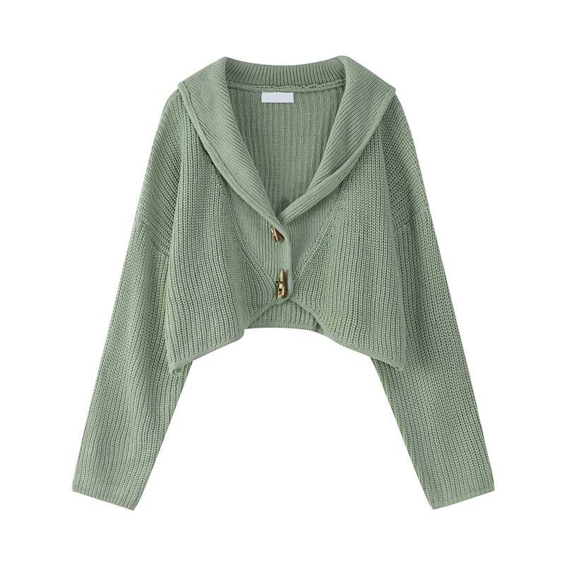 乐天商城 - カーディガン セーター トップス 羽織 アウター 送料無料 長袖 前開き ショート丈 ボタン レディース かわいい 大人可愛い きれいめ 上品 こなれ感 シンプル カジュアル 主役級 存在感 個性的 フェミニン お出かけ デート カーディガン グリーン グレー ネイビー ワンサイズ