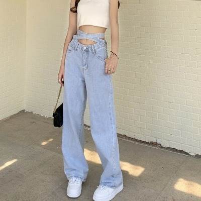 パンツ ボトムス デニム ズボン 送料無料 リボンベルト ファスナー ポケット ボタン 美ライン レディース かわいい 大人可愛い きれいめ 上品 こなれ感 シンプル カジュアル 主役級 存在感 個性的 ラフ 着回し ルーズ OL 学生 お出かけ オールシーズン パンツ ブルー S M L