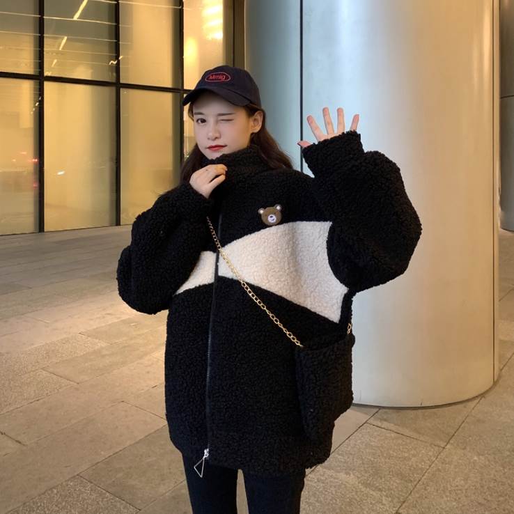 Rakuten - ブルゾン ジャケット アウター 羽織 上着 送料無料 前開き ポケット ファスナー もこもこ レディース かわいい 大人可愛い きれいめ 上品 こなれ感 シンプル カジュアル 主役級 存在感 個性的 オーバーサイズ お出かけ ブルゾン ブラック アプリコット グレー フリーサイズ