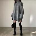 セーター ニット トップス プルオーバー 送料無料 ルーズ タートルネック レディース かわいい 大人可愛い きれいめ 上品 こなれ感 シンプル カジュアル 主役級 存在感 個性的 デート お出かけ ゆる 体型カバー 学生 コーデ セーター S M L ベージュ グレー ブラック 秋 冬(4)