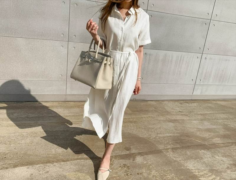 シャツワンピース スカート ミモレ丈 ロング丈 送料無料 無地 半袖 襟付き 前開き ボタン レディース かわいい 大人可愛い きれいめ 上品 こなれ感 シンプル カジュアル 主役級 存在感 個性的 リゾート フェミニン S M L XL シャツワンピース ベージュ ホワイト ブラック