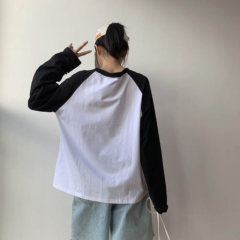 トップス Tシャツ ビッグ T レギュラー丈 長袖 Uネック ワイド かわいい シンプル カジュアル ラフ メンズライク マニッシュ ボーイッ..