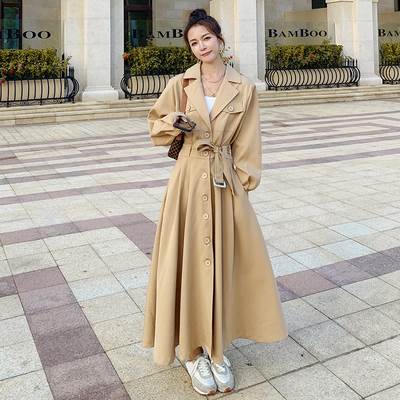 乐天商城 - アウタートレンチコート ロング丈 前開き ボタン ウエストリボン Aライン フレア ポケット 長袖 かわいい 大人可愛い きれいめ シンプル 大人 上品 おしゃれ かっこいい レトロ 大人女子 こなれ感 ガーリー エレガント フォーマル トレンチコート 無地 春 秋 冬 送料無料