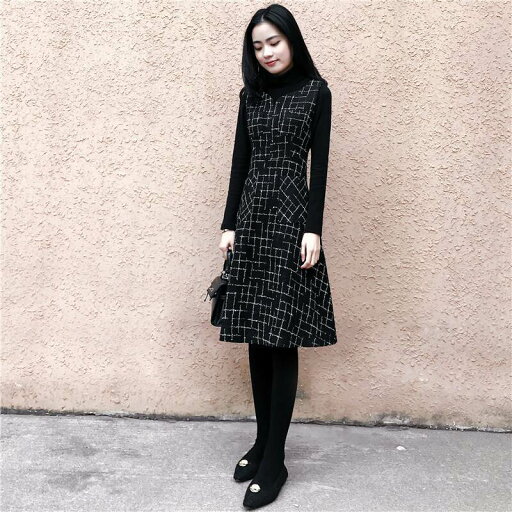 セットアップ ワンピース カットソー 膝丈 ノースリーブ 長袖 Vネック タートルネック ポケット セミフレア かわいい 大人可愛い きれいめ シンプル 大人 上品 おしゃれ 大人女子 こなれ感 クール セクシー エレガント セットアップ チェック柄 無地 着回し 秋 冬 送料無料