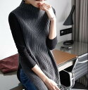 トップス ニット ベスト リブ 膝丈 ノースリーブ ハイネック オーバーサイズ 伸縮性 かわいい 大人可愛い きれいめ シンプル カジュアル 大人 上品 おしゃれ 大人可愛い 大人女子 こなれ感 ラブリー クール 無地 サイドスリット 重ね着 ベスト 休日 学生 秋 冬 送料無料(4)