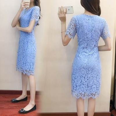 ワンピース 膝丈 半袖 クルーネック スリム 総レース フリンジ バックファスナー かわいい 大人可愛い きれいめ シンプル カジュアル 大人 上品 おしゃれ 大人可愛い 大人女子 こなれ感 ラブリー ワンピース ハイウエスト 脚長 美脚 夏 イベント パーティー 送料無料