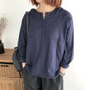 トップス プルオーバー 長袖 ヘンリーネック ボタン オーバーサイズ ポケット フード付き リラックス かわいい 大人可愛い きれいめ シンプル カジュアル 大人 上品 ボーイッシュ 天然素材 春 秋 休日 学生 旅行 お出かけ 無地 プルオーバー 紺 黒 白 茶色 カーキ 送料無料(4)