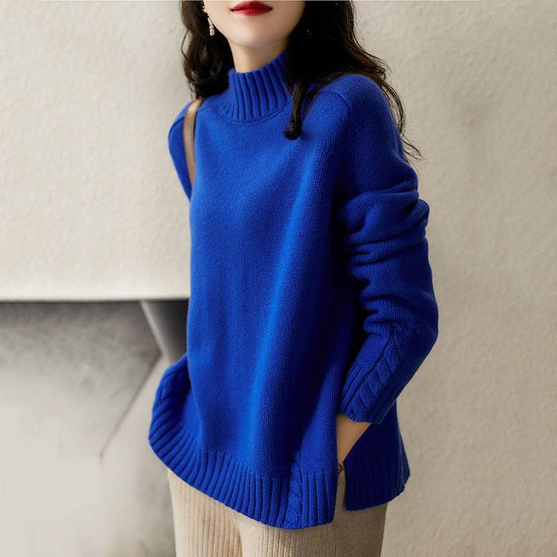 乐天商城 - トップス セーター 長袖 ハイネック ストレート かわいい 大人可愛い きれいめ シンプル カジュアル 大人 上品 おしゃれ 大人女子 こなれ感 ラフ ルーズ 主役級 存在感 フェミニン シック 大人カジュアル セーター 無地 秋 冬 ケーブル編み サイドスリット 暖かい 送料無料
