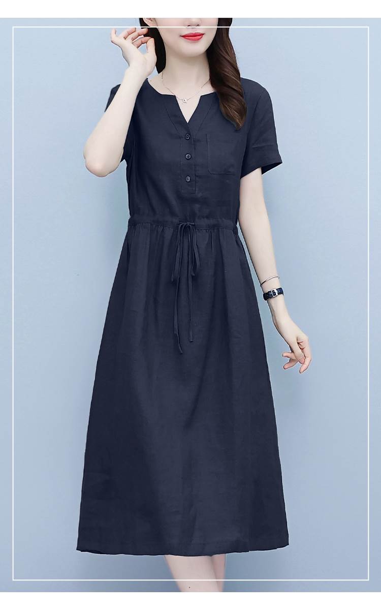 シャツワンピース スカート ひざ丈 送料無料 ヘンリーネック 半袖 Aライン ウエストマーク レディース かわいい 大人可愛い きれいめ こなれ感 シンプル カジュアル 主役級 存在感 個性的 フェミニン デート お出かけ シャツワンピース ネイビー グリーン M L XL 2XL 3XL