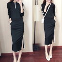 セットアップ ジャージ ハーフオープン スウェット タイトスカート ひざ下 ミモレ丈 送料無料 スリット レディース かわいい 大人可愛い きれいめ 上品 こなれ感 シンプル カジュアル 主役級 存在感 個性的 スポーティー ガーリー お出かけ セットアップ ブラック S M L XL