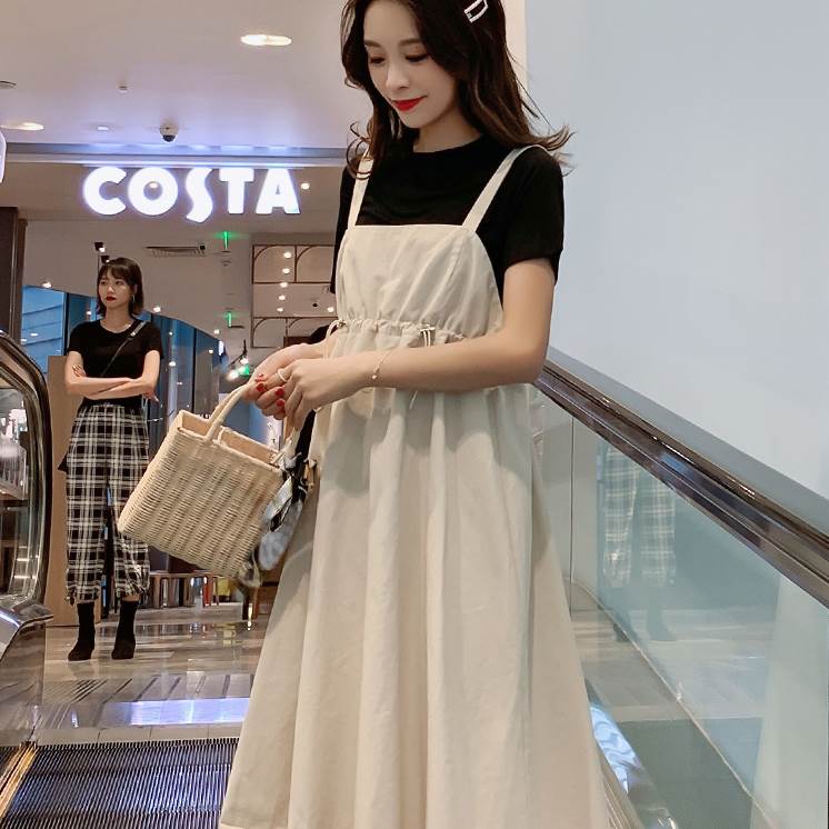 ワンピース サスペンダースカート ひざ丈 送料無料 ジャンパースカート ウエストマーク フレア マタニティ レディース かわいい 大人可愛い きれいめ こなれ感 シンプル カジュアル 主役級 存在感 個性的 フェミニン デート お出かけ ワンピース アプリコット M L XL 2XL(4.0)