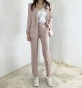 セットアップ ジャケット スーツ トップス ボトムス パンツ レギュラー丈 袖あり 長袖 ストレート ポケット 襟付き センタープレス ツーピース 送料無料 個性的 XS S M L XL 2XL ピンク 青 紺 黒 かわいい きれいめ シンプル 大人 上品 おしゃれ 無地 春 秋 冬 レディース