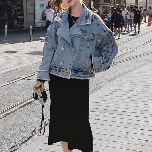 アウター ジャケット デニム ライダース レギュラー丈 長袖 襟付き オーバーサイズ ダブルブレスト 送料無料 個性的 S M L XL かわいい 大人可愛い カジュアル 大人 おしゃれ かっこいい レトロ こなれ感 ラフ メンズライク ボーイッシュ ジャケット 無地 春 秋 レディース