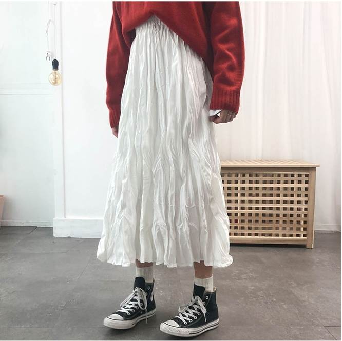 ボトムススカートロング丈ウエストゴ...