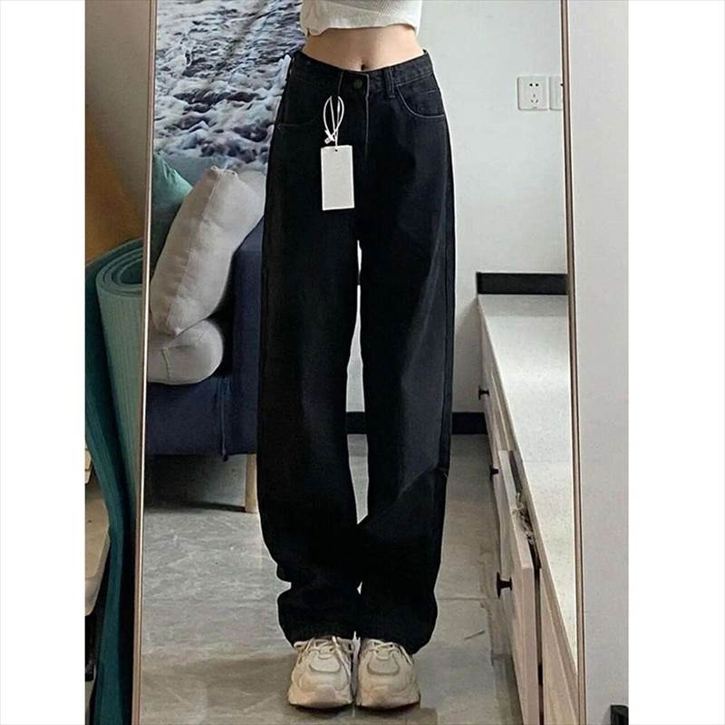 ボトムス パンツ ズボン ワイドレッグ ハイウエスト ジッパー デニム ストレート 送料無料 個性的 S M L XL 2XL 3XL 4XL 5XL 黒 かわいい 大人可愛い カジュアル 大人 おしゃれ かっこいい 大人女子 こなれ感 ラフ パンツ 無地 春 秋 レディース 女性用