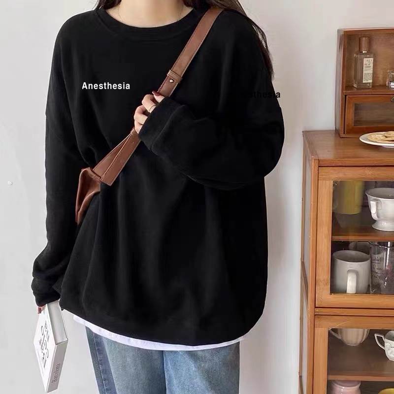 Long-Sleeved - トップス トレーナー スウェット プルオーバー レギュラー丈 長袖 ラウンドネック オーバーサイズ 送料無料 個性的 M L XL 黒 白 かわいい 大人可愛い シンプル カジュアル 大人 おしゃれ マニッシュ メンズライク ラフ ルーズ トレーナー ロゴ 春 秋 冬 レディース 女性用