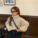 トップス セーター ニット 長袖 ショート丈 タートルネック ボリューム袖 ケーブル編み 送料無料 個性的 S M L オフホワイト グレー ワインレッド ライトブラウン かわいい 大人可愛い きれいめ シンプル カジュアル ガーリー こなれ感 抜け感 ニット 秋 冬 レディース(4)