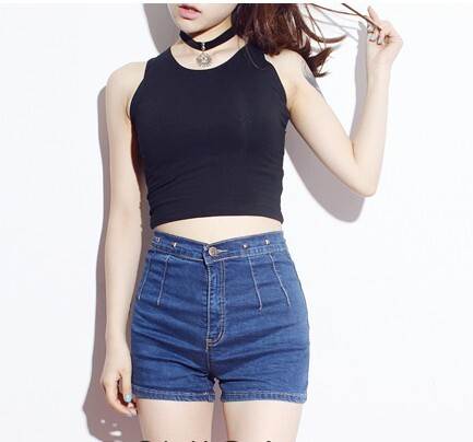 トップス タンクトップ クロップド丈 袖なし ノースリーブ ラウンドネック スリム タイト 送料無料 個性的 S M L 白 グレー 黒 ピンク ..