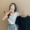 トップス Tシャツ カットソー レギュラー丈 半袖 Vネック アシンメトリー リボン 送料無料 個性的 フリーサイズ 黒 白 かわいい 大人可愛い きれいめ シンプル カジュアル 大人 上品 おしゃれ 大人女子 こなれ感 ラフ キュート ガーリー モード系 Tシャツ 無地 夏 レディース