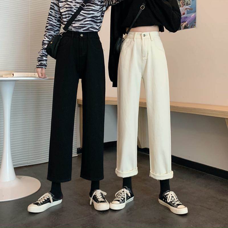 乐天商城 - ボトムス パンツ アンクル丈 ストレート ポケット ハイウエスト ワイド 送料無料 個性的 S M L XL 白 黒 かわいい 大人可愛い きれいめ シンプル カジュアル 大人 上品 おしゃれ かっこいい 大人女子 こなれ感 ラフ メンズライク ルーズ クール パンツ 無地 春 秋 レディース
