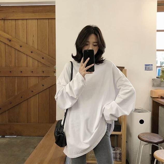 乐天商城 - トップス Tシャツ カットソー ミディアム丈 長袖 萌袖 ラグランスリーブ ラウンドネック ストレート ワイド オーバーサイズ 送料無料 個性的 フリーサイズ 白 かわいい 大人可愛い きれいめ シンプル カジュアル 大人 おしゃれ かっこいい ラフ ロンT 無地 春 秋 レディース