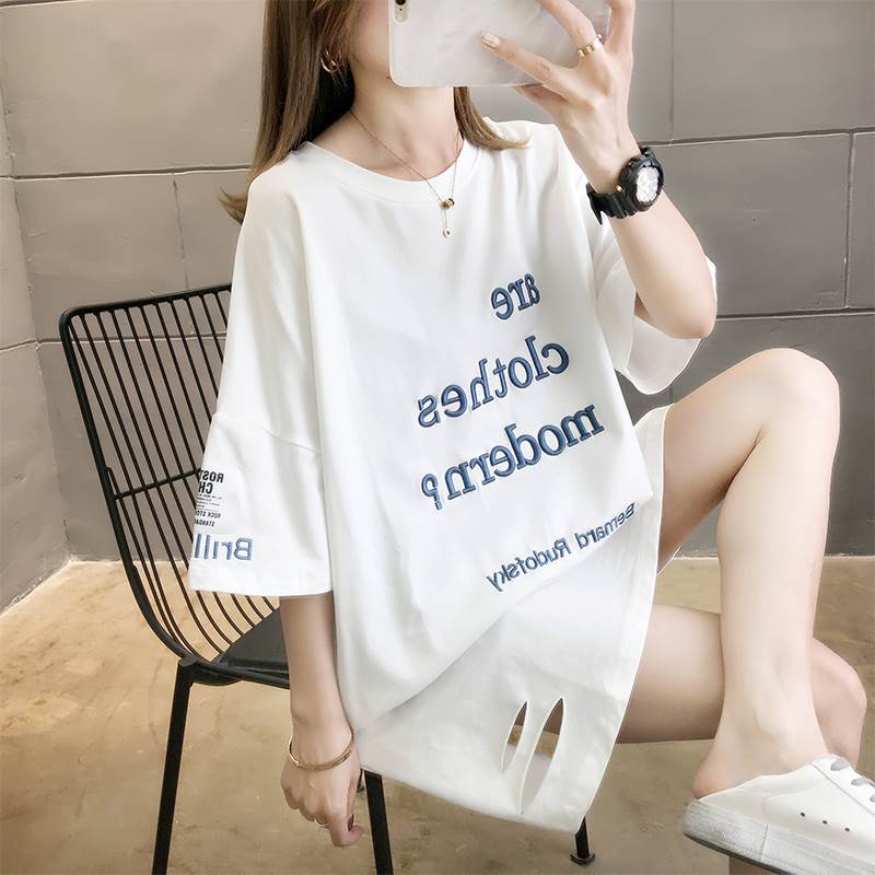 乐天商城 - トップス Tシャツ カットソー ミディアム丈 半袖 ラウンドネック オーバーサイズ 送料無料 個性的 M L XL 2XL 白 緑 青 黒 かわいい 大人可愛い シンプル カジュアル おしゃれ かっこいい レトロ こなれ感 ラフ メンズライク ボーイッシュ Tシャツ プリント 春 夏 レディース