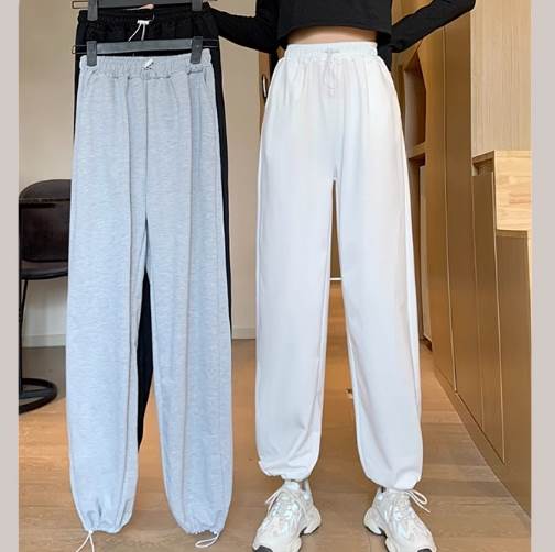 Rakuten - ボトムス パンツ スウェット ロング丈 ウエストゴム ストレート ゆったり 体型カバー リラックス 送料無料 個性的 M L XL 白 黒 グレー かわいい 大人可愛い きれいめ シンプル カジュアル こなれ感 スポーティー かっこいい マニッシュ パンツ 無地 春 夏 秋 冬 レディース