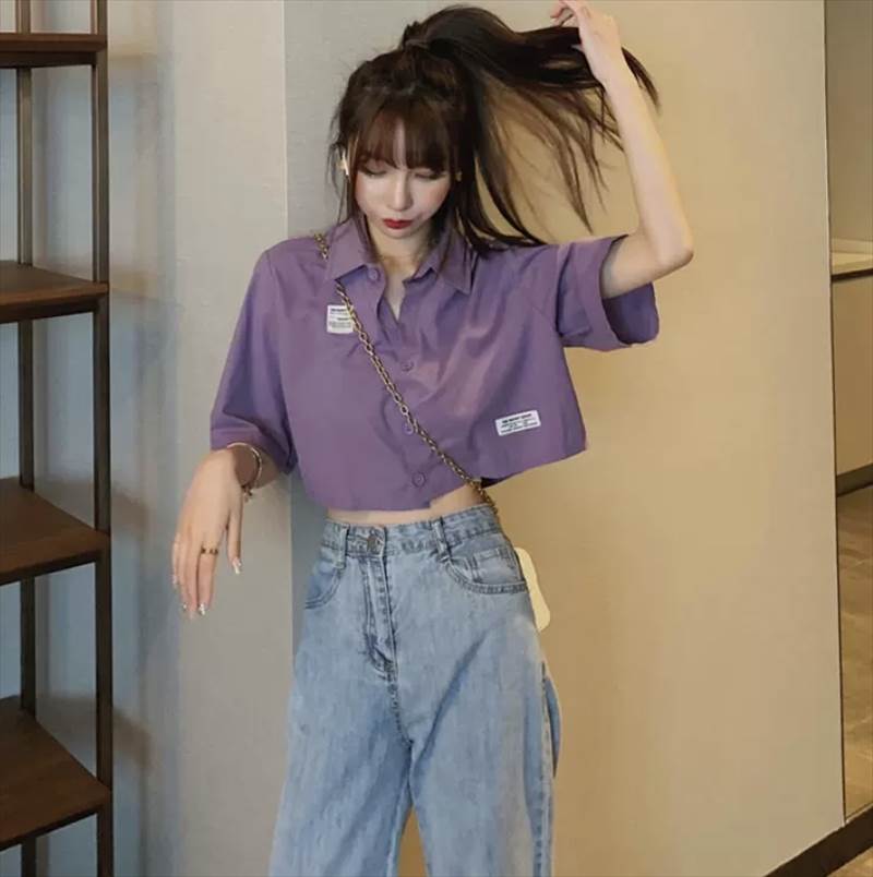 Rakuten - セットアップ ショート丈 シャツ デニム パンツ 送料無料 襟付き 5分袖 ハイウエスト ポケット レディース かわいい 大人可愛い きれいめ 上品 こなれ感 シンプル カジュアル 主役級 存在感 個性的 モダン フェミニン デート お出かけ セットアップ 韓国風 S M L XL ラフ