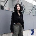 プルオーバー スウェット 長袖 ハーフジップ デザイン 美ライン ニュアンス S M L XL ショート丈 ファスナー ヴィンテージ風 ジップ かわいい 大人可愛い きれいめ シンプル カジュアル おしゃれ 大人女子 こなれ感 送料無料 個性的 スウェット ラブリー キュート ガーリー(4)