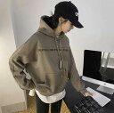 トップス パーカー スウェット 袖あり 長袖 デザイン 美ライン ニュアンス 刺繍 S M L XL レイヤード ニット フード付き かわいい 大人可愛い きれいめ シンプル カジュアル おしゃれ