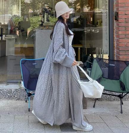 トップス ロングカーディガン 上着 ロング丈 長袖 ドロップショルダー ボタン ストレート ワイド ポケット 前開き ケーブルニット ニット かわいい 大人可愛い きれいめ シンプル カジュアル 上品 おしゃれ レトロ 大人女子 こなれ感 ラフ ガーリー グレー 送料無料 個性的