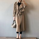 アウター 上着 コート ロングコート トレンチコート ロング丈 ウエストマーク ウエストリボン 前開き ポケット かわいい ラブリー 大人可愛い 大人 大人女子 フェミニン きれいめ 清潔感 シンプル ベーシック クール こなれ感 ラフ M L アウター 黒 カーキ 送料無料 個性的(4)