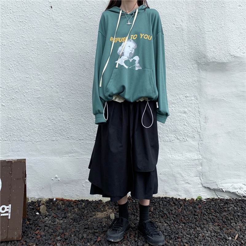 アシンメトリースカート スカート ハイウエスト レトロ ゴージャス エレガント デザインカット 重ね着 モノトーン ミモレ丈 萌袖 ラン..