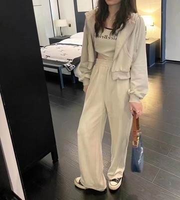 スリーピース パーカー スウェット キャミソール 部屋着 イージーパンツ 長袖 S M ショート丈 ストレート ファスナー フード 伸縮性 ウエストゴム 上下セット 3点セット 無地 かわいい 大人可愛い きれいめ シンプル カジュアル スウェット 大人 おしゃれ 送料無料 個性的