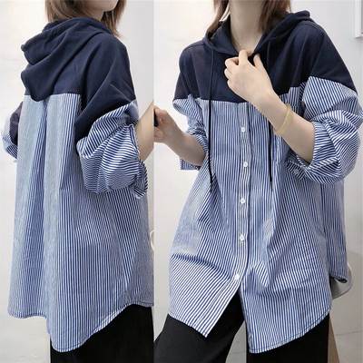 シャツブラウス長袖ドロップショルダ...