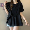 トップス カットソー プルオーバー クルーネック デザイン L XL 2XL 3XL 4XL ニュアンス ラッフル レース レイヤード カラバリ ロマンチック かわいい 大人可愛い きれいめ シンプル カジュアル おしゃれ 大人女子 送料無料 個性的 トップス こなれ感 ラブリー キュート(4)