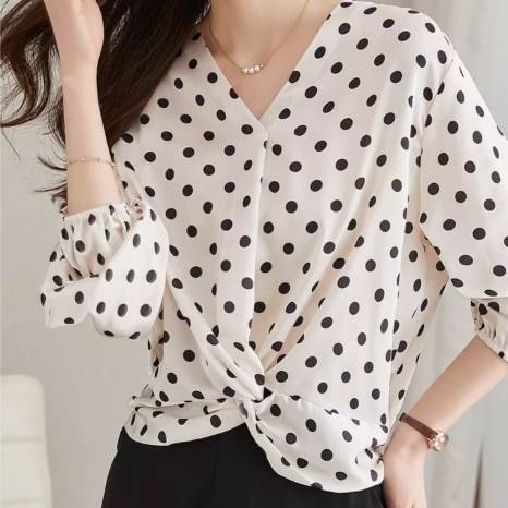 トップスシフォンシャツブラウスプリ...