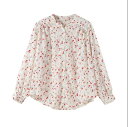 トップス ブラウス レディースシャツ シャツ 花柄 フラワー スタンドカラー レギュラー丈 S M L XL 2XL マルチボタン 春 ストレート 長袖 折り目 プルオーバー 存在感 主役級 清楚 袖あり 襟付き かわいい 大人可愛い 送料無料 個性的 トップス カジュアル 大人 おしゃれ(4)